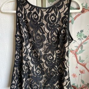 Banana Republic black lace overlay sleeveless blouse